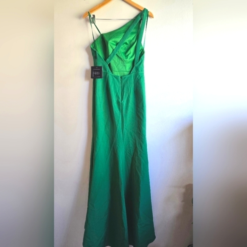 Ieena for Mac Duggal, One Shoulder Jersey Mermaid Gown, Green, Size 4‎ -NWT!! - Picture 5 of 11